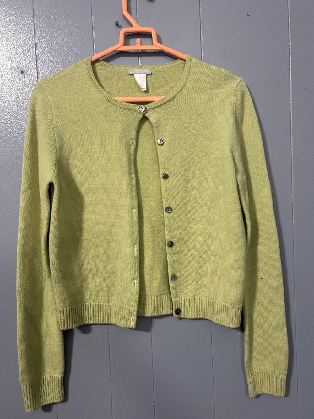 J.Crew Green Wool Cropped Cardigan Sweater - Size M